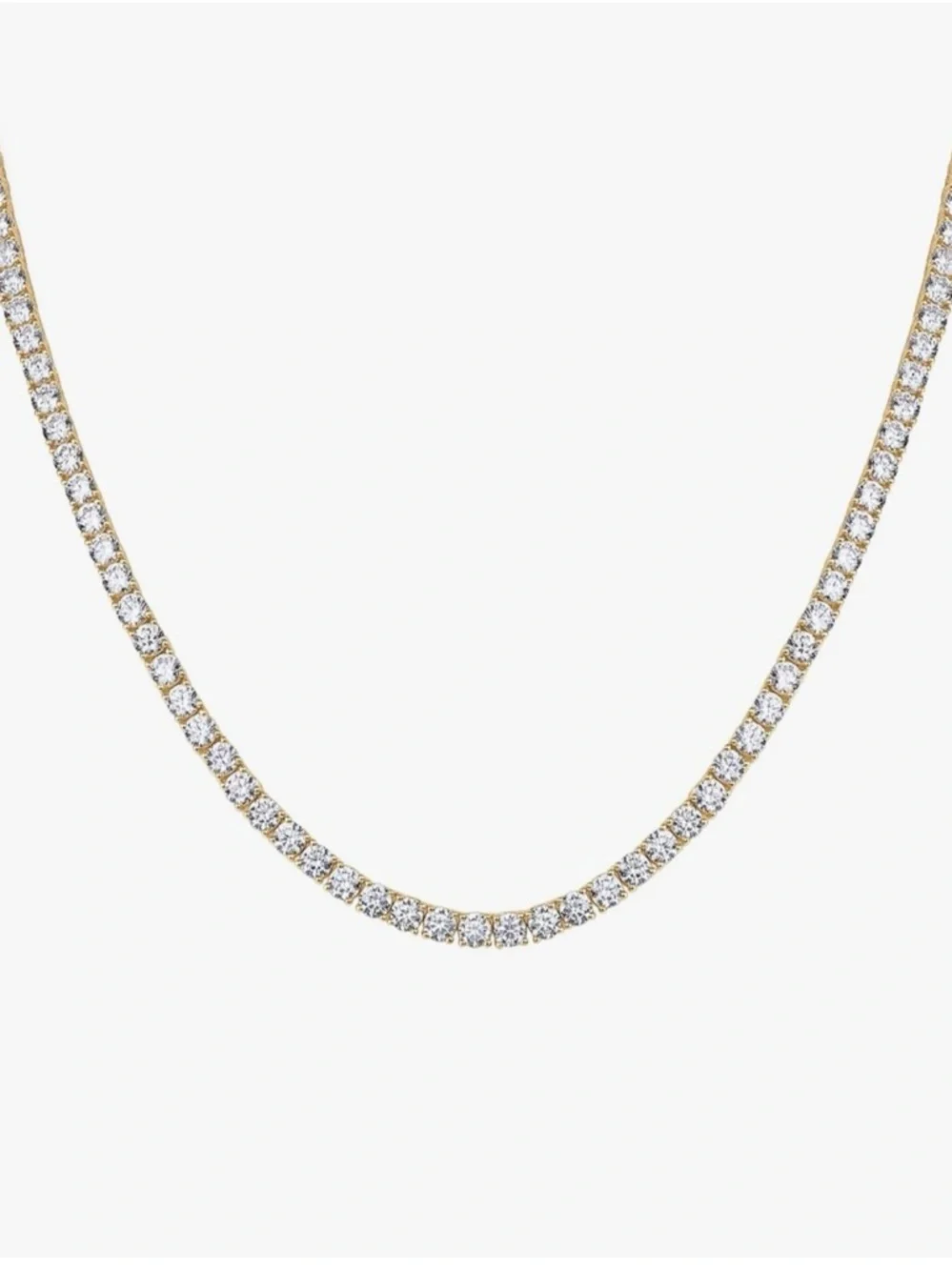 PAVOI 14K Gold Plated Tennis Necklace | 3mm Cubic Zirconia Dainty Gold plated - Picture 2 of 5